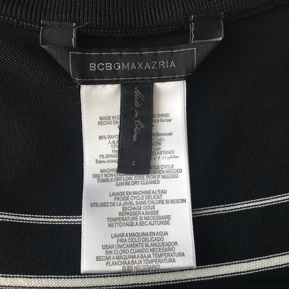 BCBGMAXAZRIA Black White Agnese Gradient Stripe Mid-length Cocktail Dress Large - Picture 6 of 14